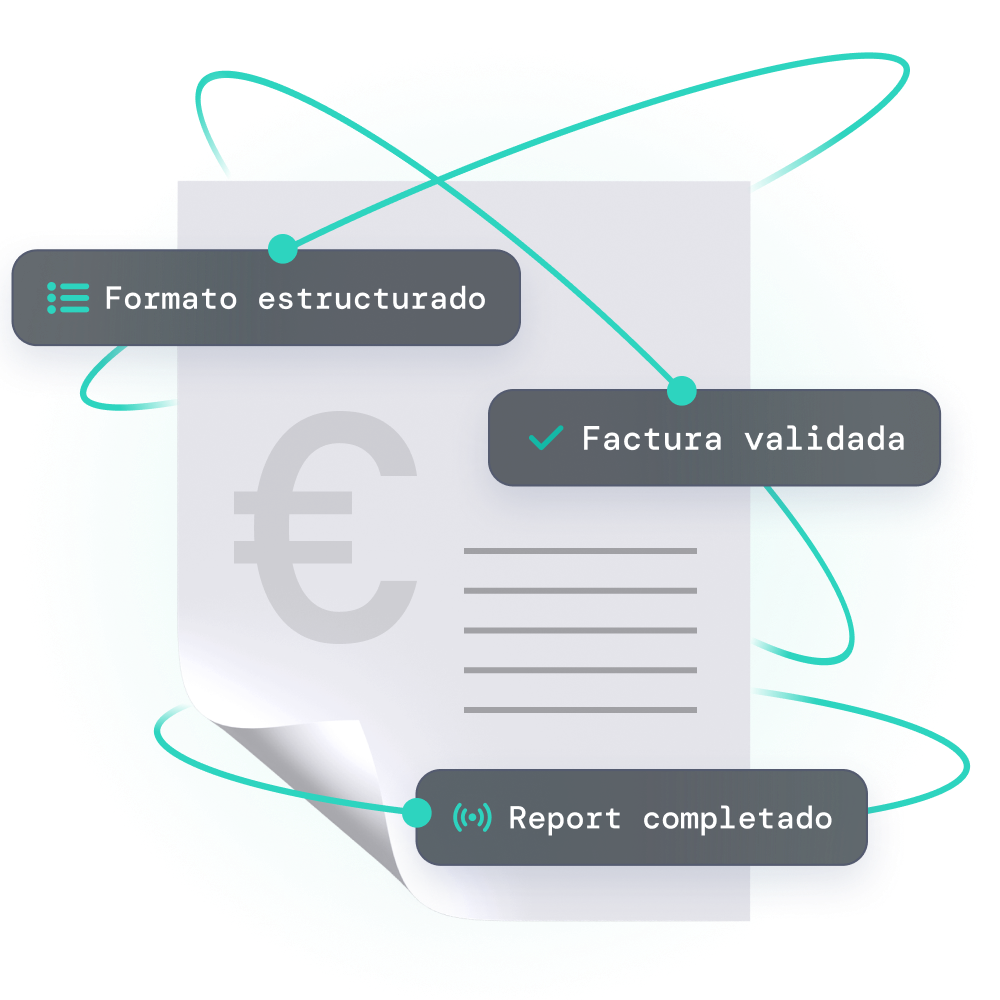 Ilustración de una factura electrónica con las características del servicio fiskaly.
