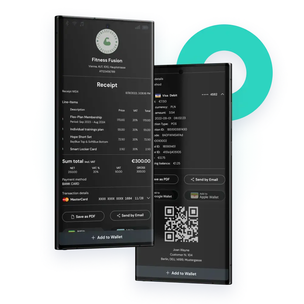 Mobile phones with e-receipts on them: compliant and fast to integrate