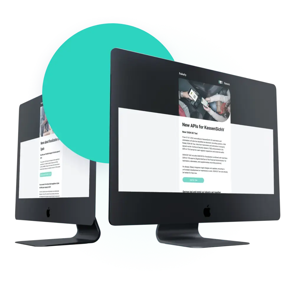 Computer monitors with fiskaly newsletter subscription page on them 
