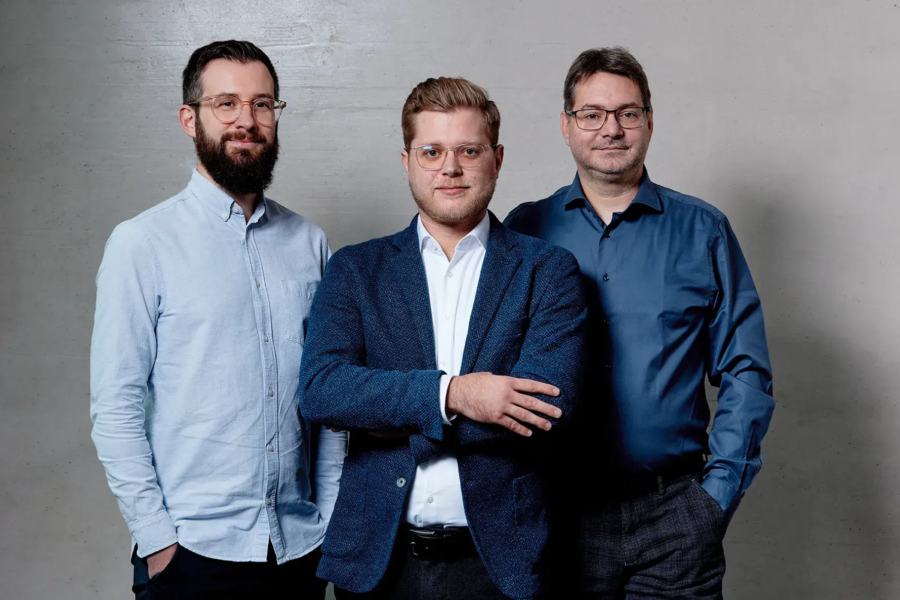 3 C level people of fiskaly, SaaS provider of compliant and cloud-based solutions for fiscalization and e-receipts: Patrick Gaubatz, Johannes Ferner and Simon Tragatschnig