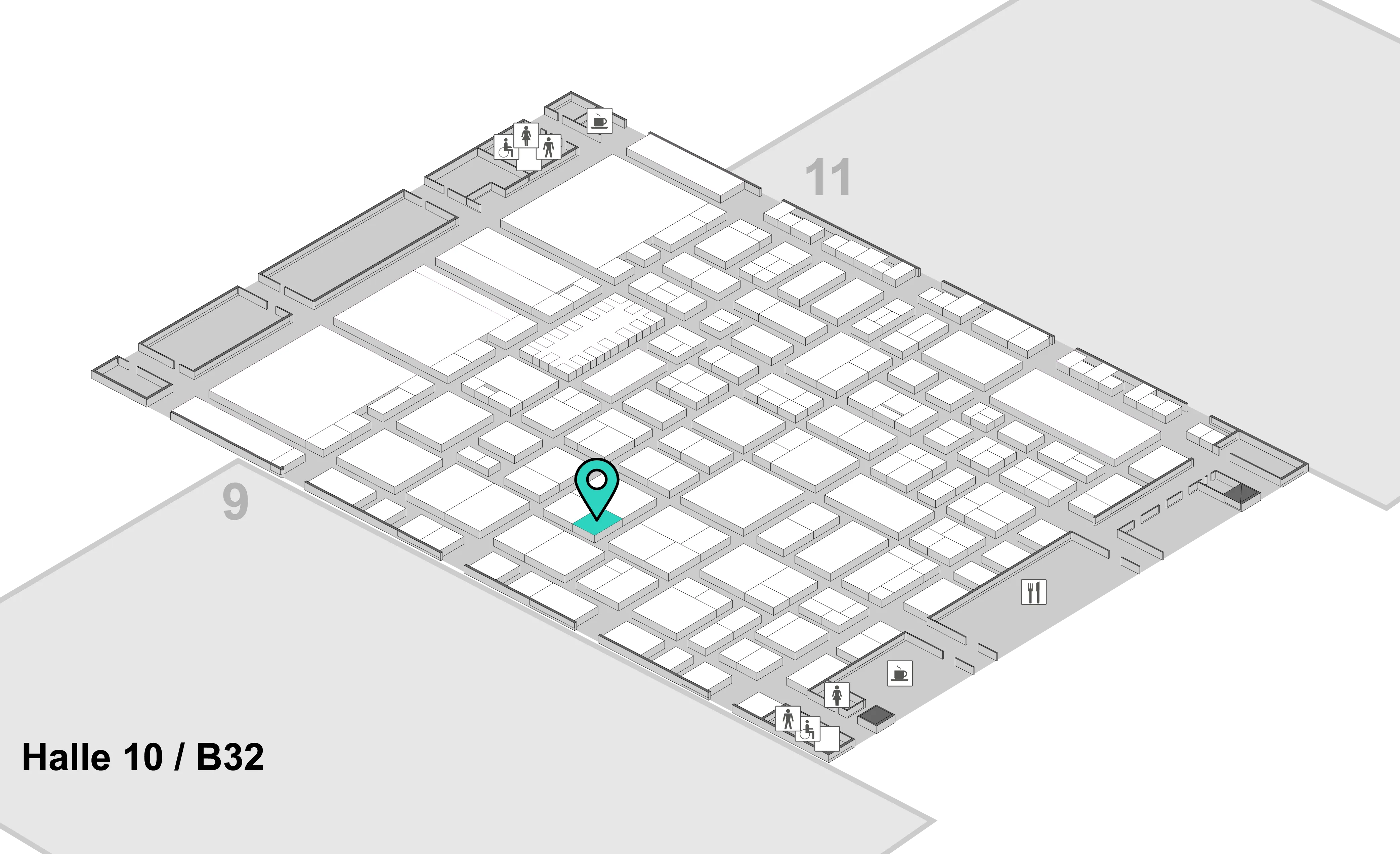 Visual depiction of the EuroCIS event location with the fiskaly booth Hall 10 / B32 highlighted