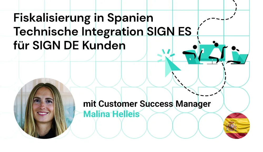 Porträt von fiskaly Customer Success Manager Malina Helleis mit dem Titel des Webinars