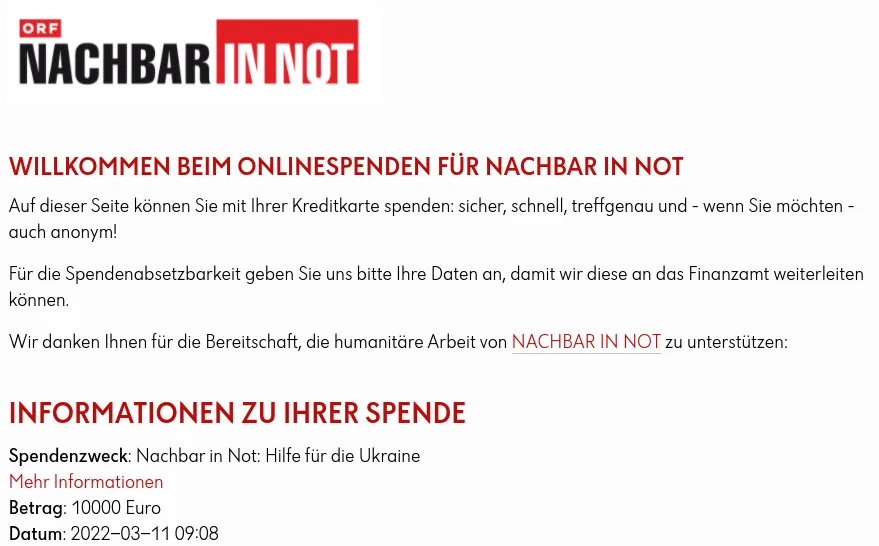 Donation receipt