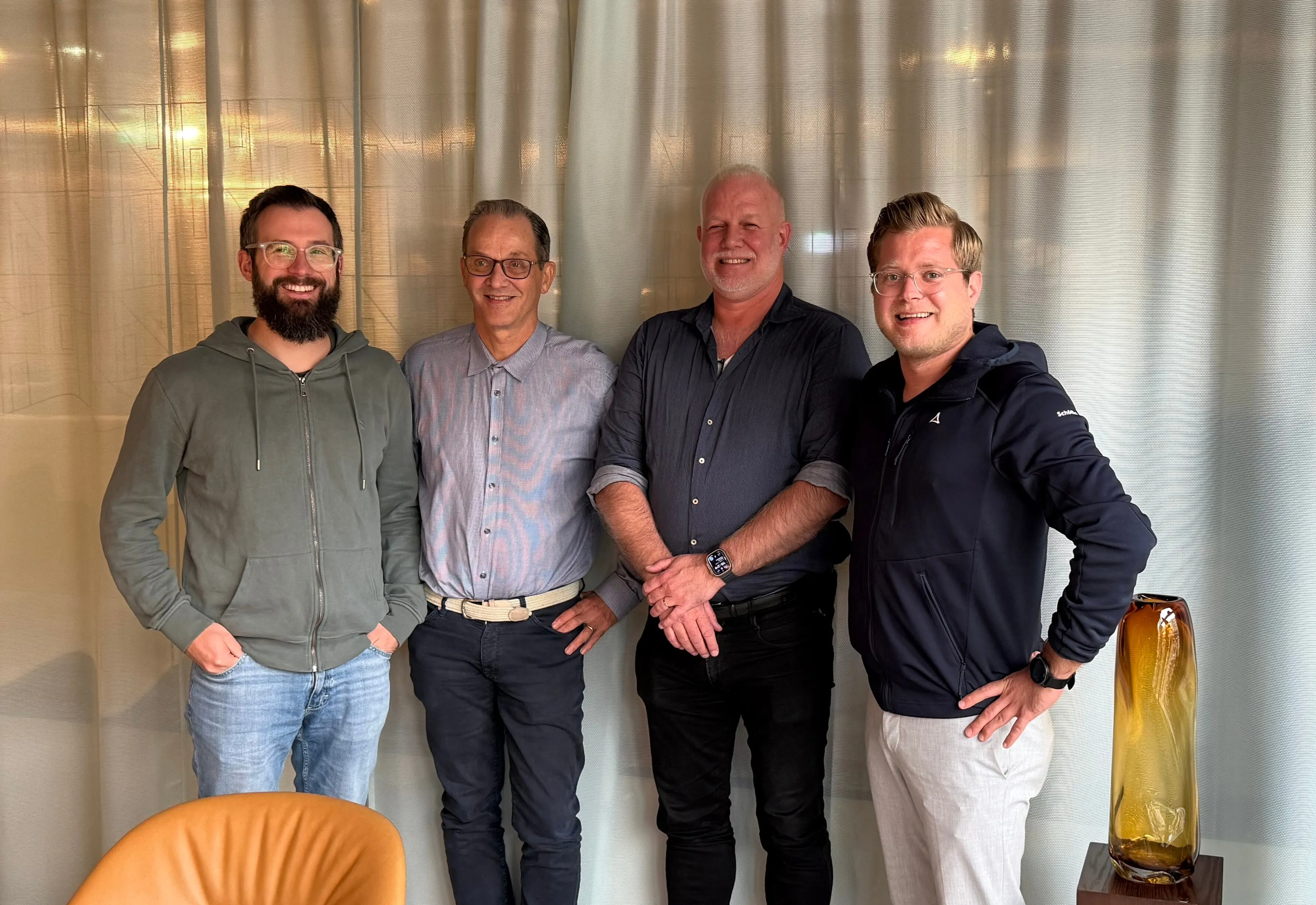 Signing party: Patrick Gaubatz (CTO, fiskaly), Sven Hammar (CEO, InfraSec), Par Ahren (CTO, InfraSec), Johannes Ferner (CEO, fiskaly)